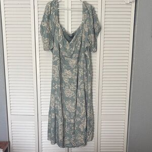 Torrid Green and Cream Floral Midi Dress